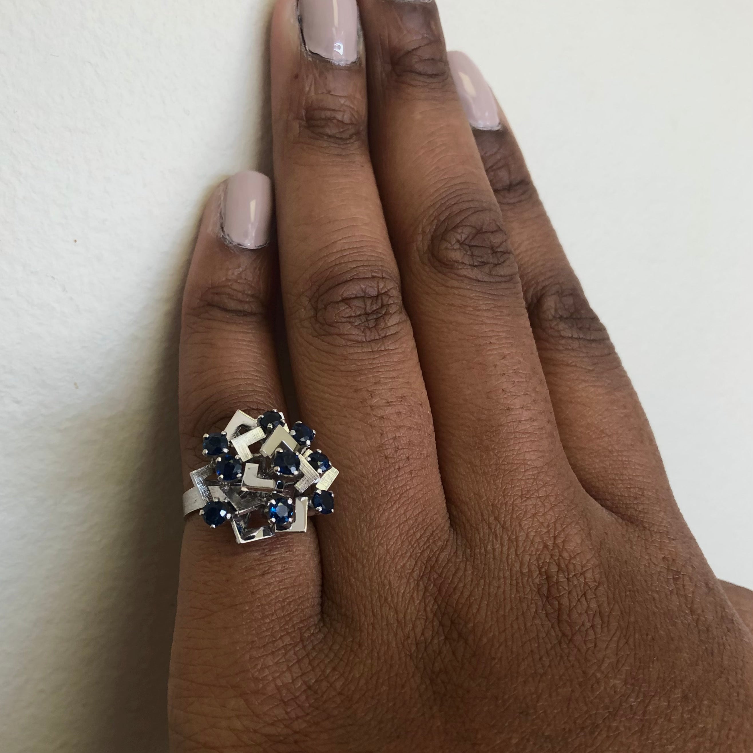 Geometric Sapphire Cocktail Ring | 1.71ctw | SZ 4.75 |