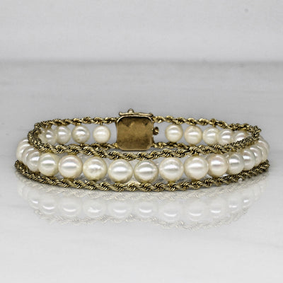 Triple Row Gold & Pearl Bracelet | 7