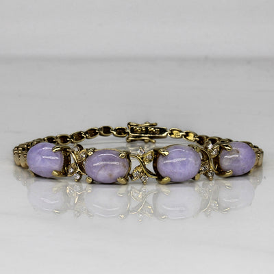 Mid Century Purple Quartz & Diamond Bracelet | 7.60ctw, 0.06ctw | 7