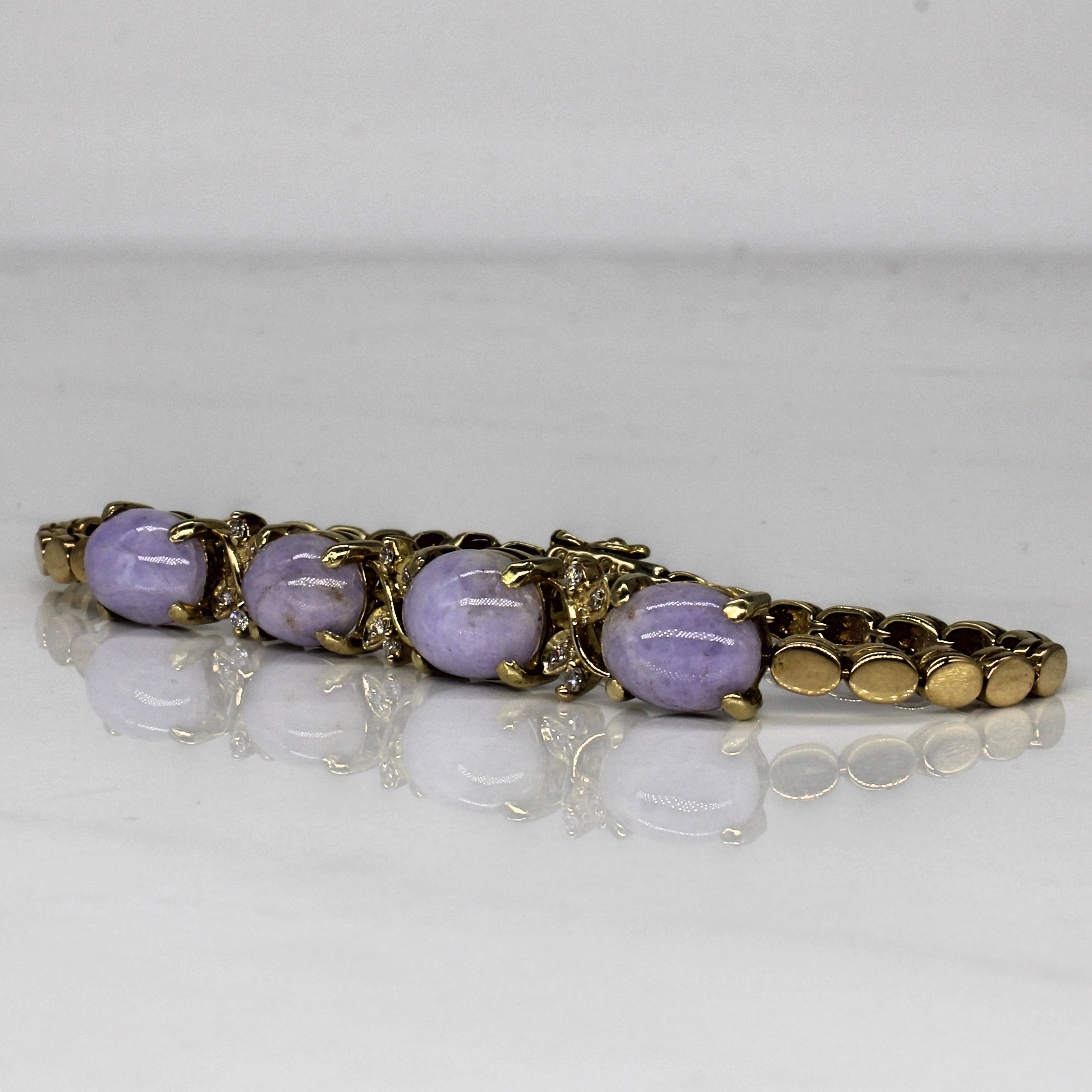 Mid Century Purple Quartz & Diamond Bracelet | 7.60ctw, 0.06ctw | 7" |