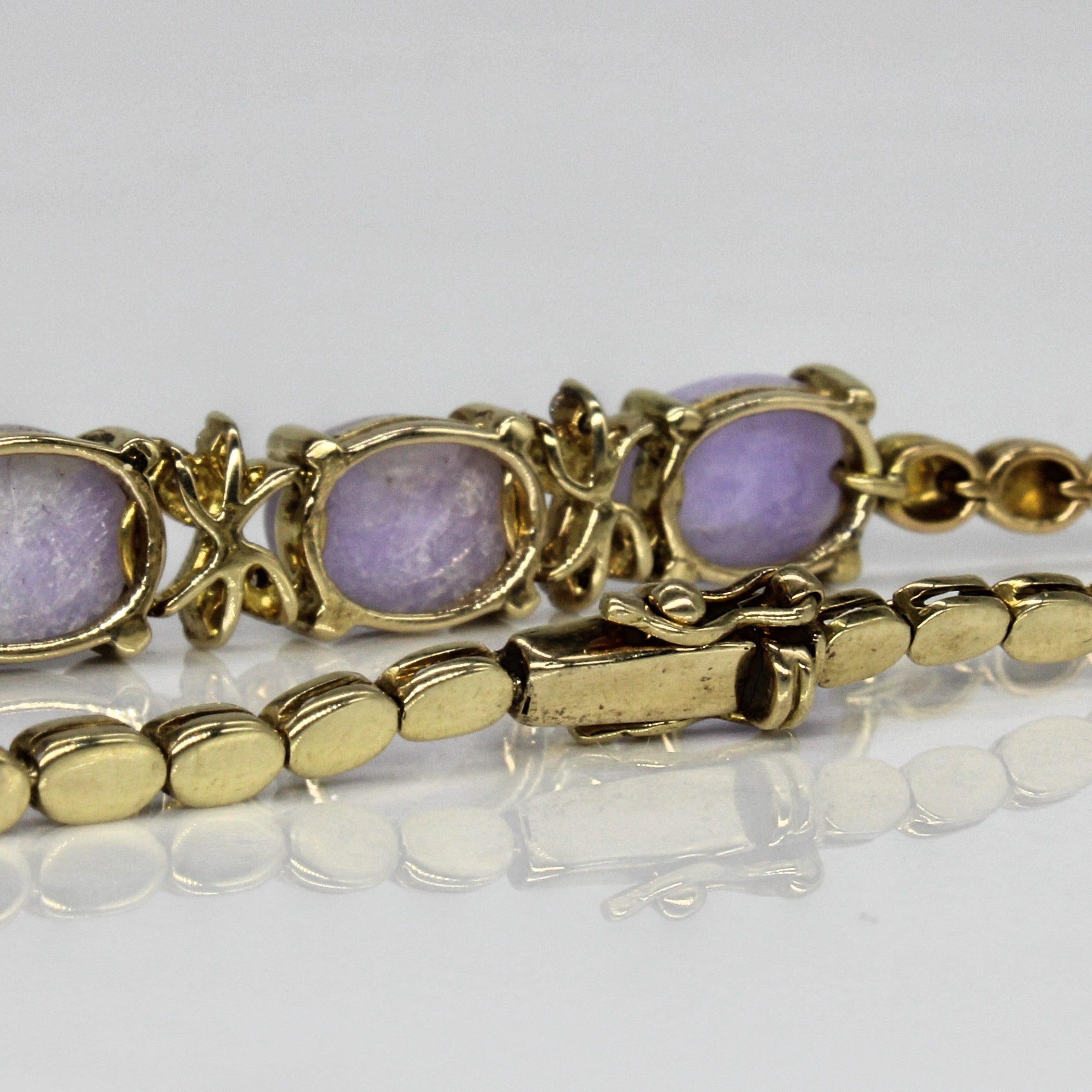 Mid Century Purple Quartz & Diamond Bracelet | 7.60ctw, 0.06ctw | 7" |