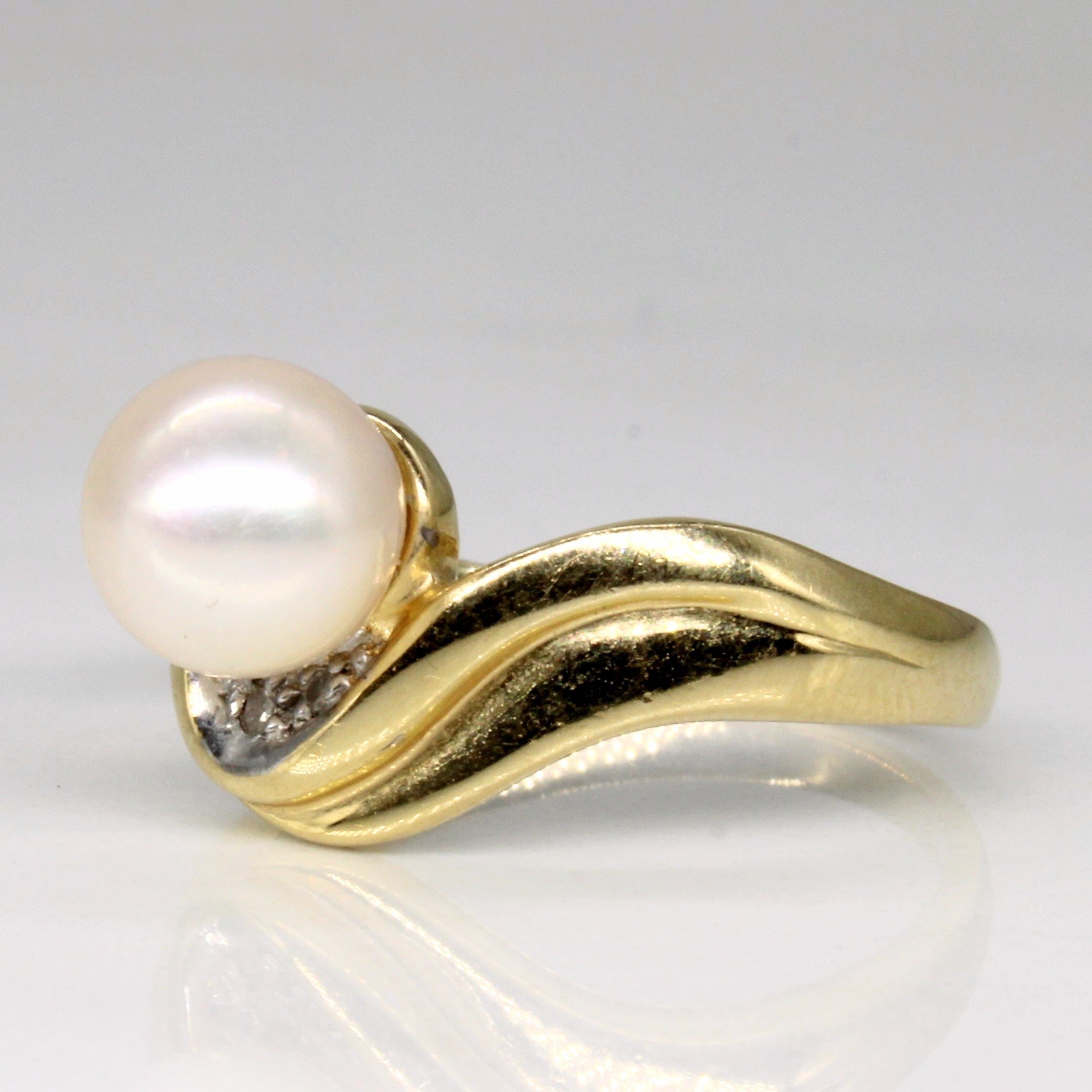 Pearl & Diamond Ring | 0.01ctw | SZ 6.5 |