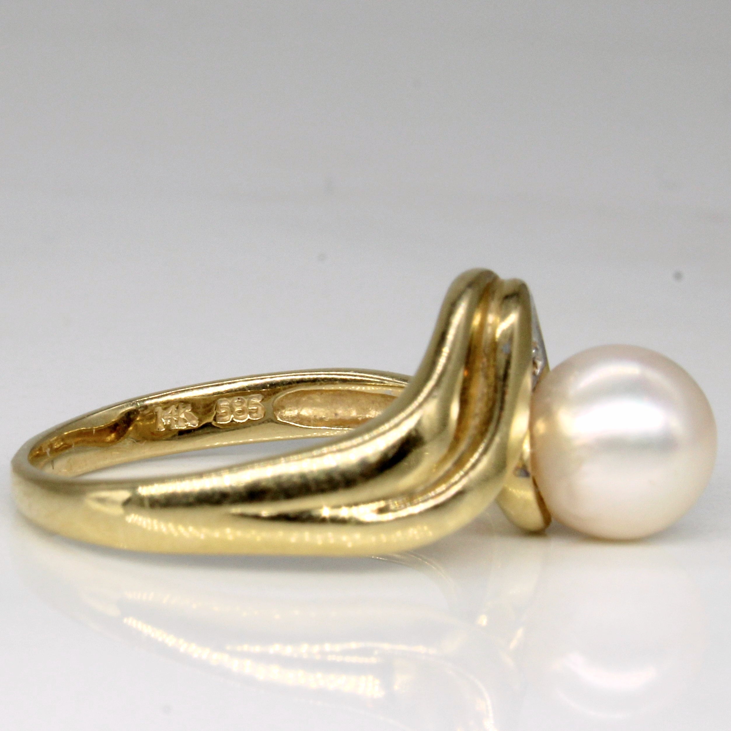 Pearl & Diamond Ring | 0.01ctw | SZ 6.5 |