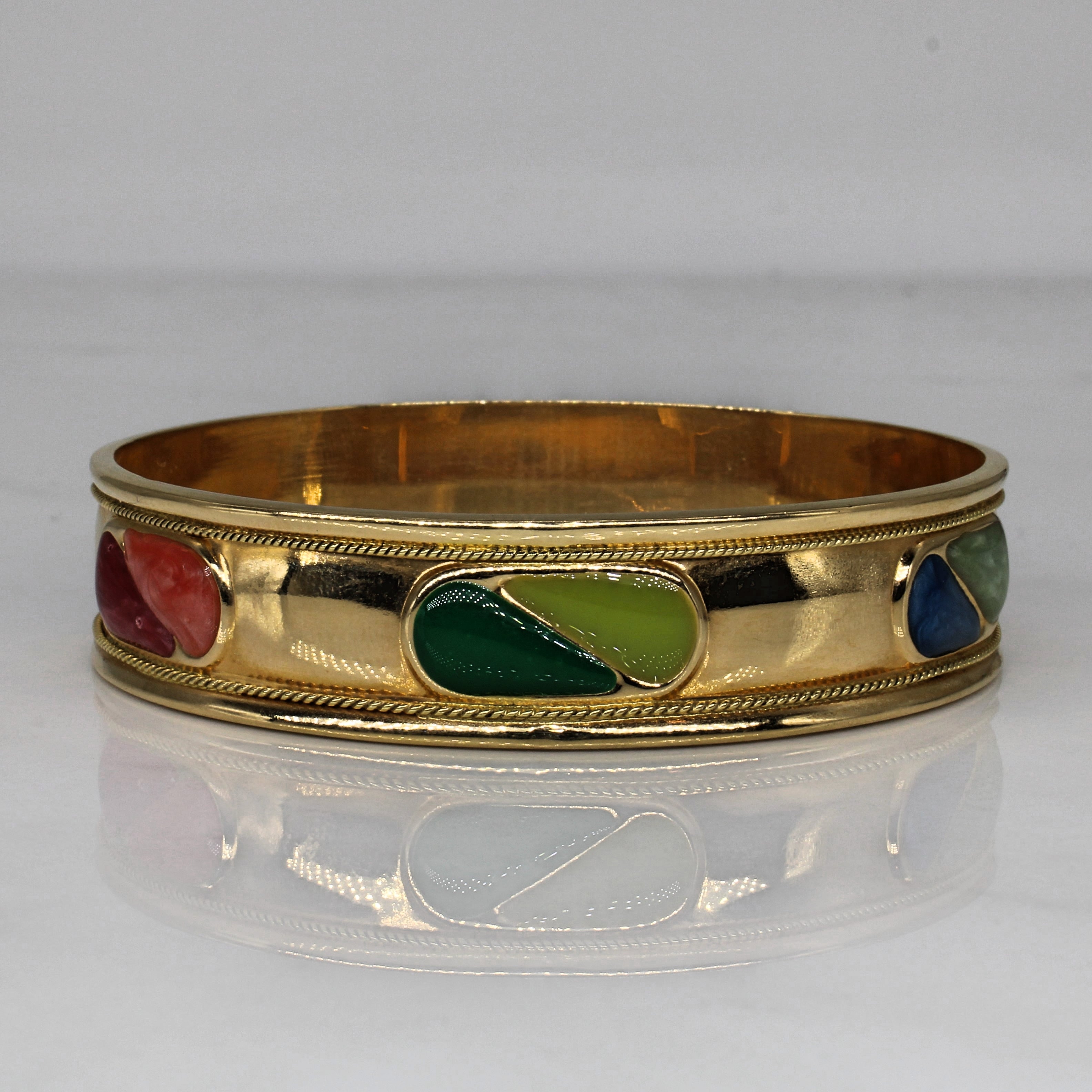 Enamelled Yellow Gold Bangle | 7" |