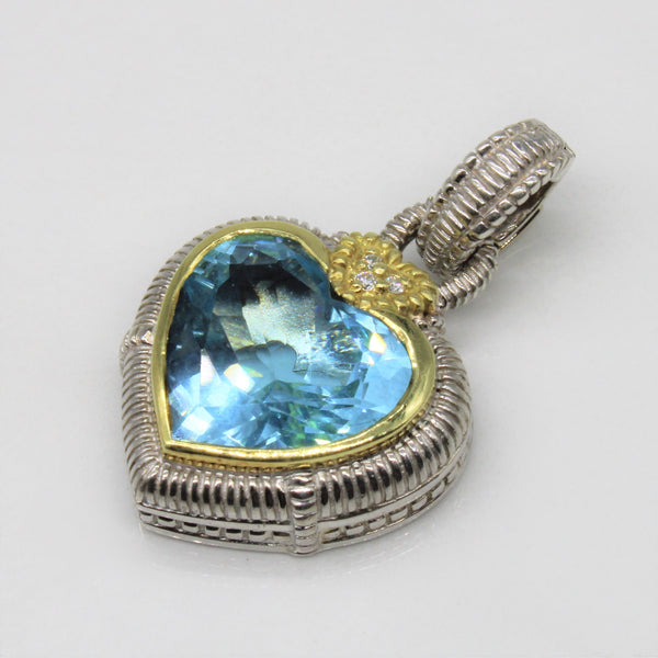'Judith Ripka' Blue Topaz & Diamond Heart Pendant | 10.00ct, 0.03ctw |