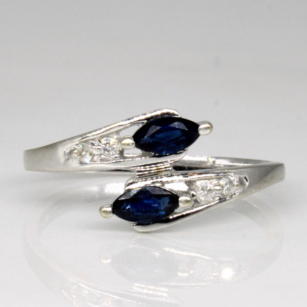 Sapphire & Diamond Cross Over Ring | 0.36ctw, 0.04ctw | SZ 6.5 |