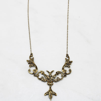Edwardian Seed Pearl Plate Necklace | 14