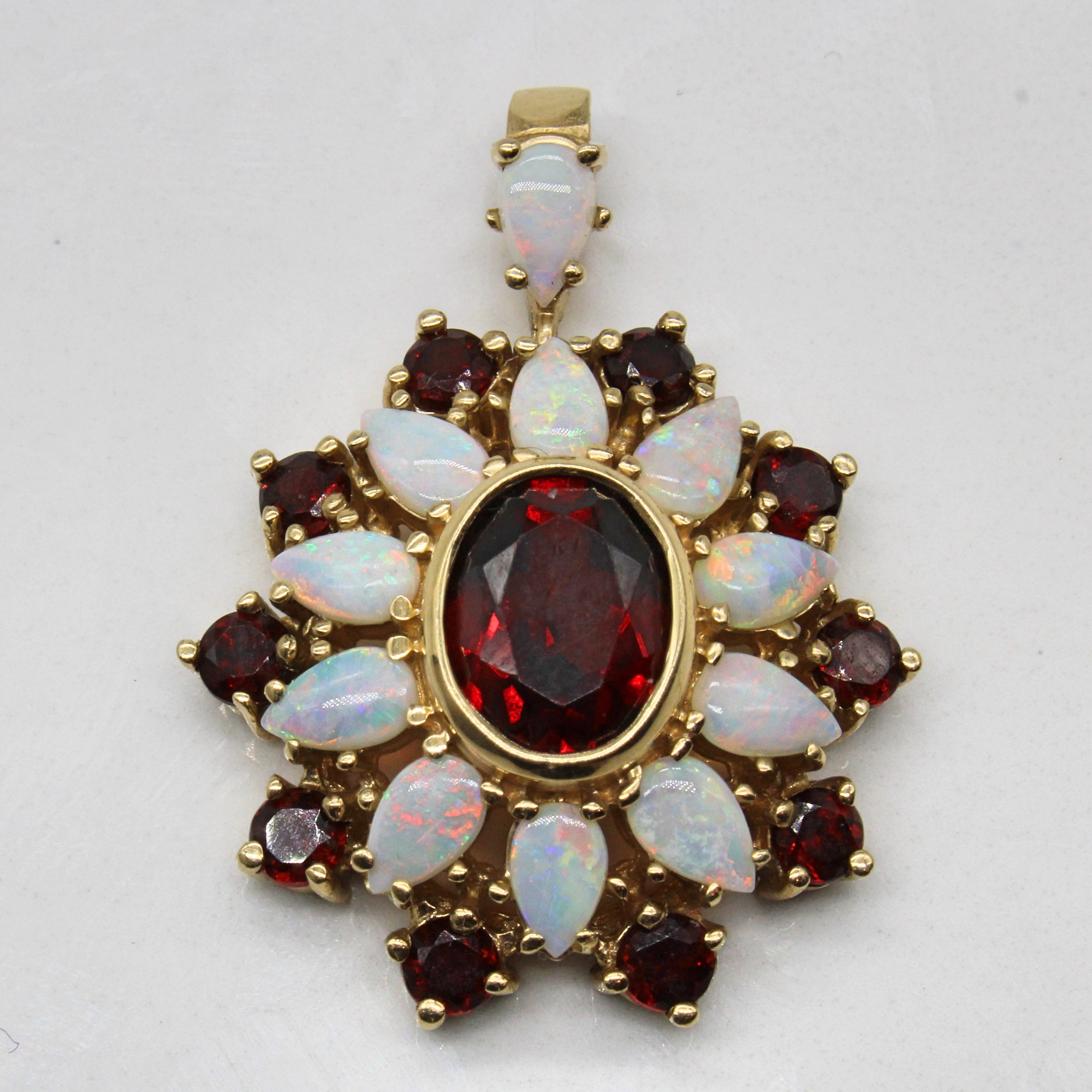 Garnet & Opal Cluster Pendant | 2.45ctw, 0.90ctw |