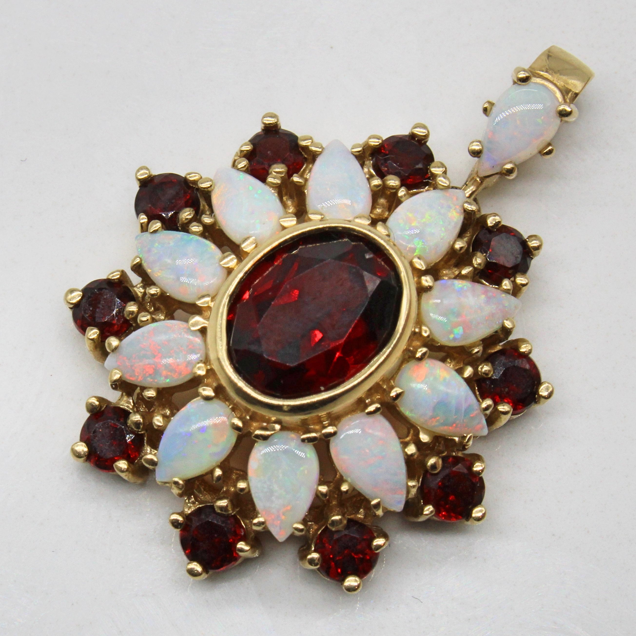 Garnet & Opal Cluster Pendant | 2.45ctw, 0.90ctw |