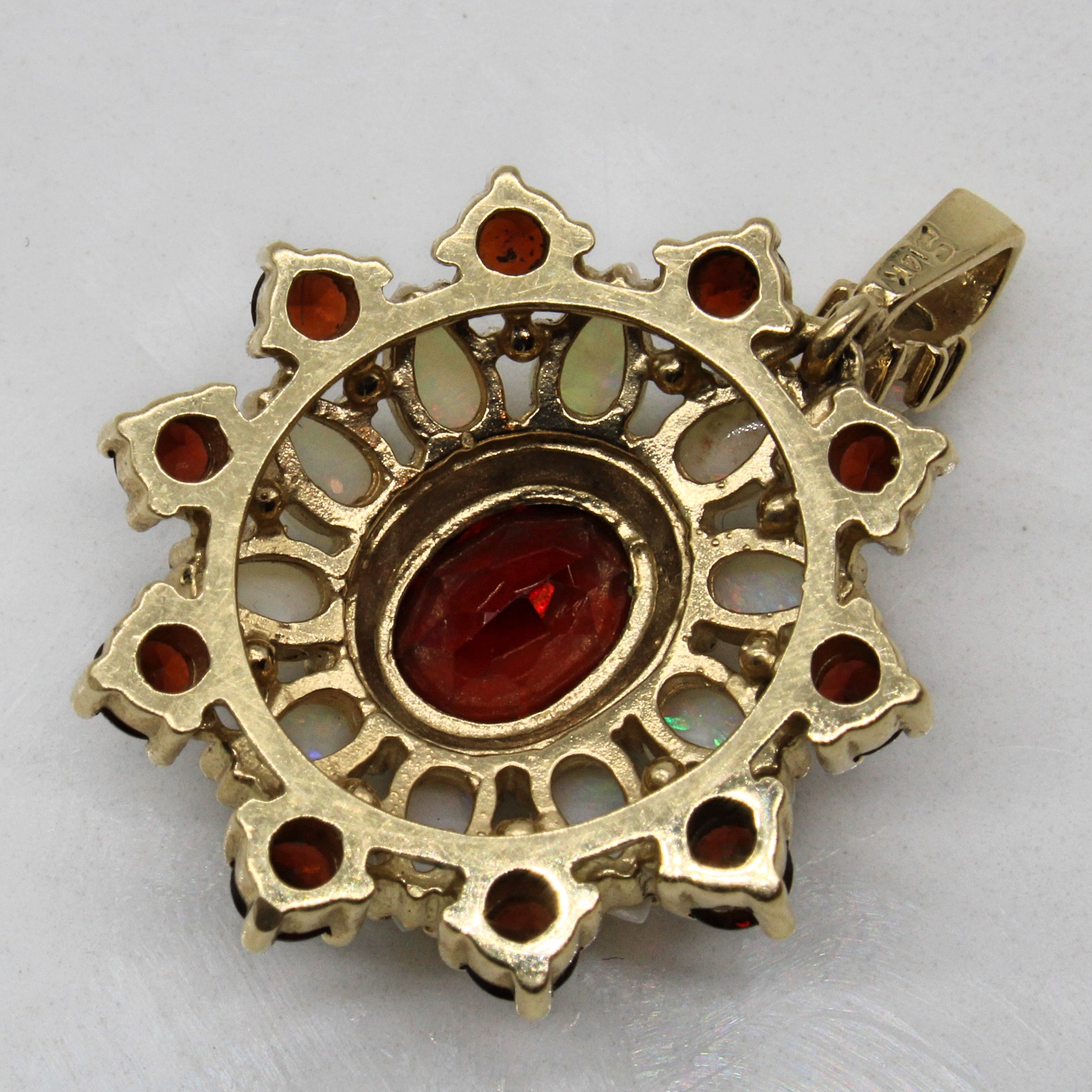 Garnet & Opal Cluster Pendant | 2.45ctw, 0.90ctw |