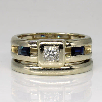 Sapphire & Diamond Wedding Ring Set | 0.46ctw, 0.34ct | SZ 7.5 |