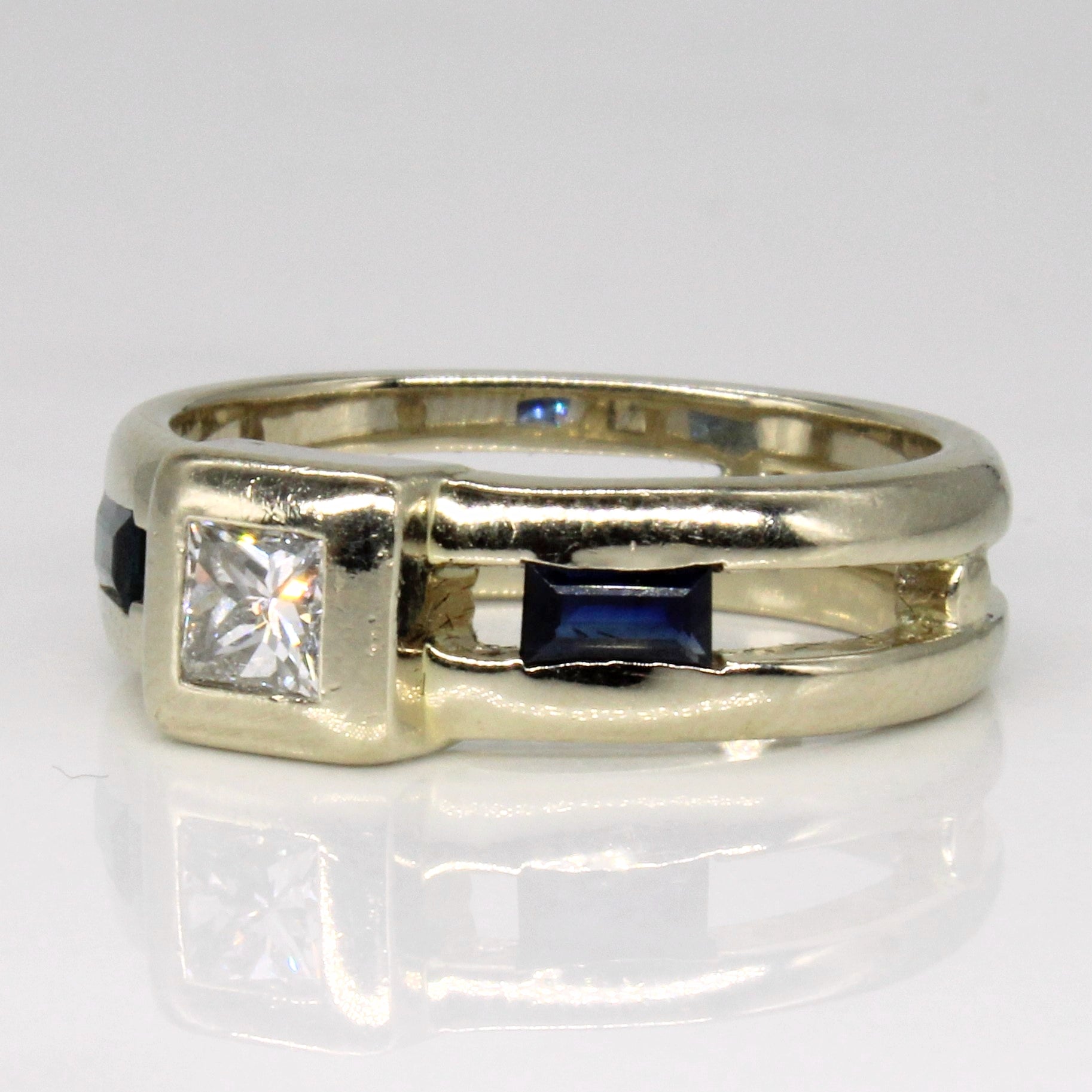 Sapphire & Diamond Wedding Ring Set | 0.46ctw, 0.34ct | SZ 7.5 |