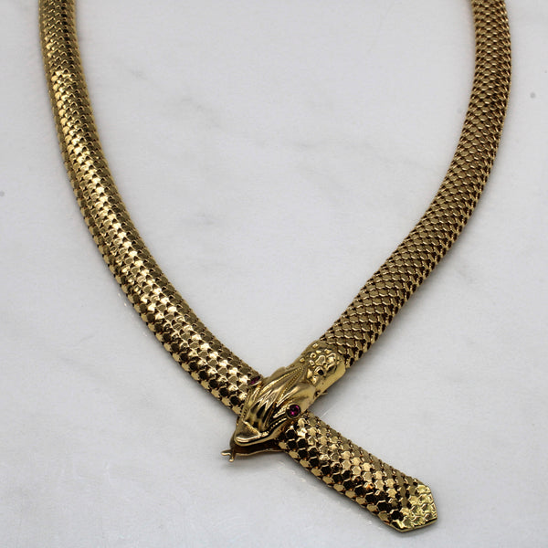 Adjustable Length Snake Lariat Necklace | 0.09ctw | 22