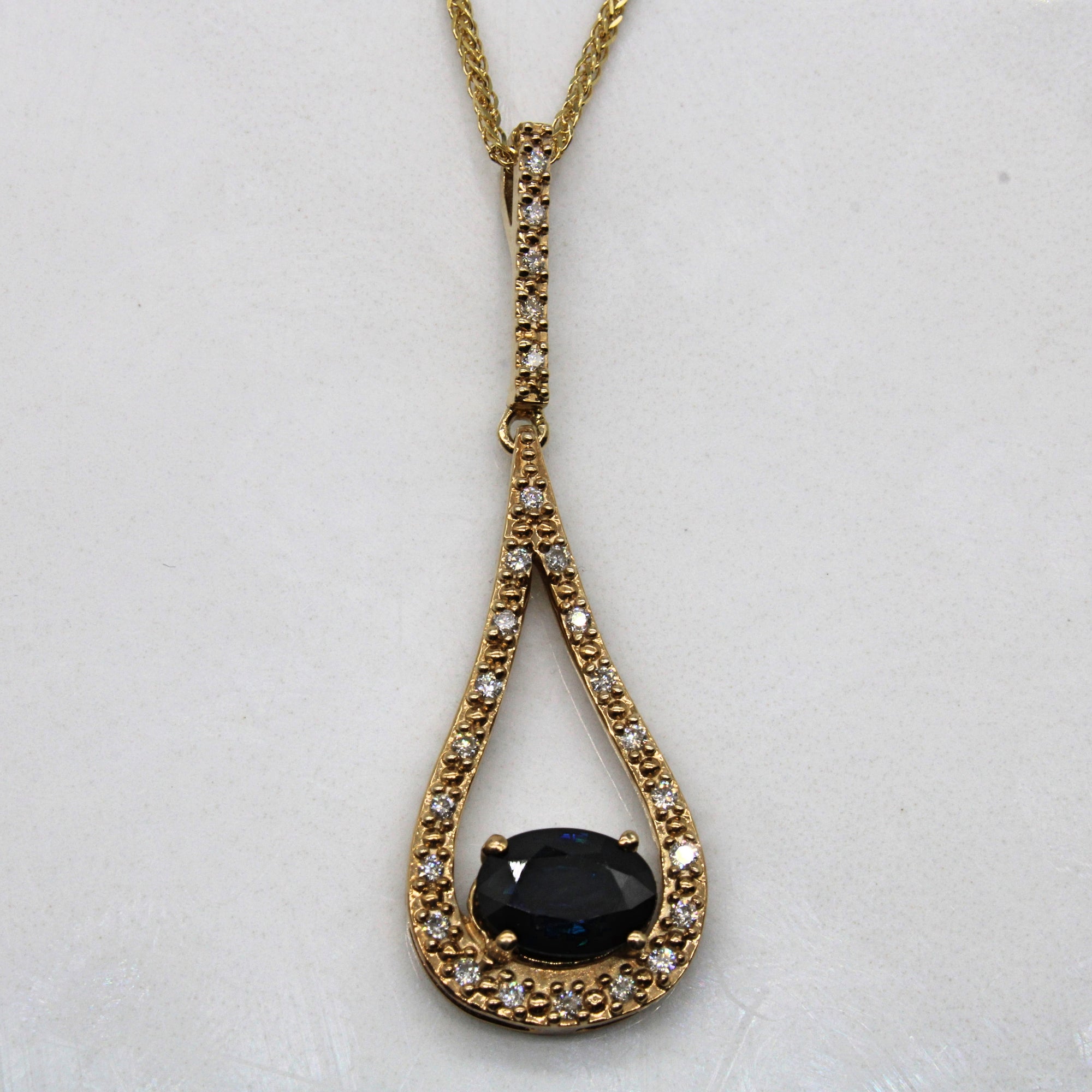 Sapphire & Diamond Necklace | 0.85ct, 0.12ctw | 17