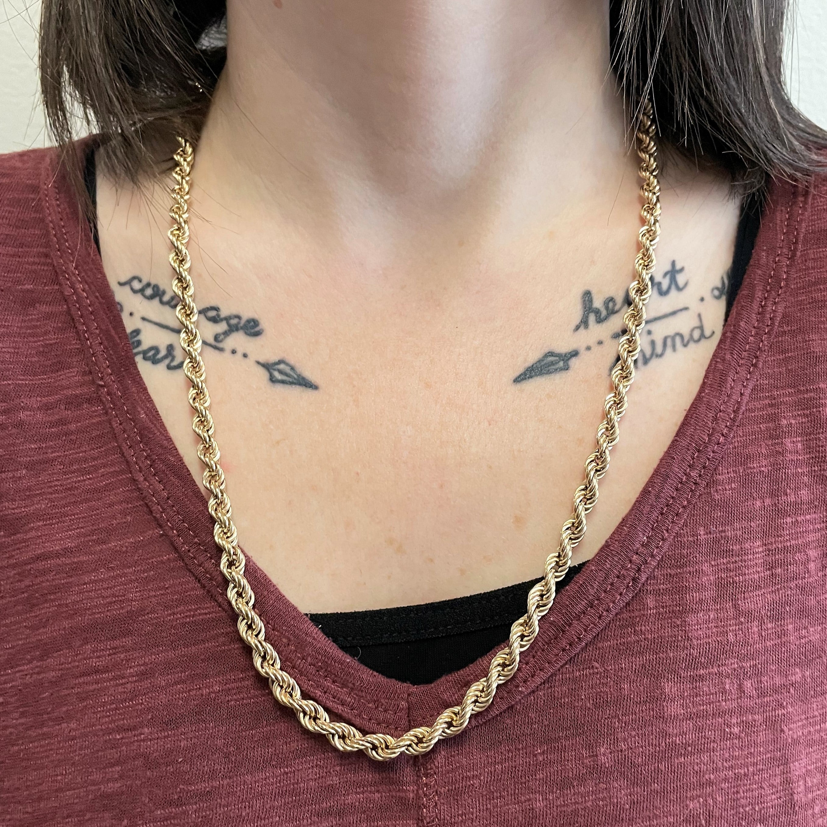 Chaîne corde en or jaune 10 carats | 61 cm | 