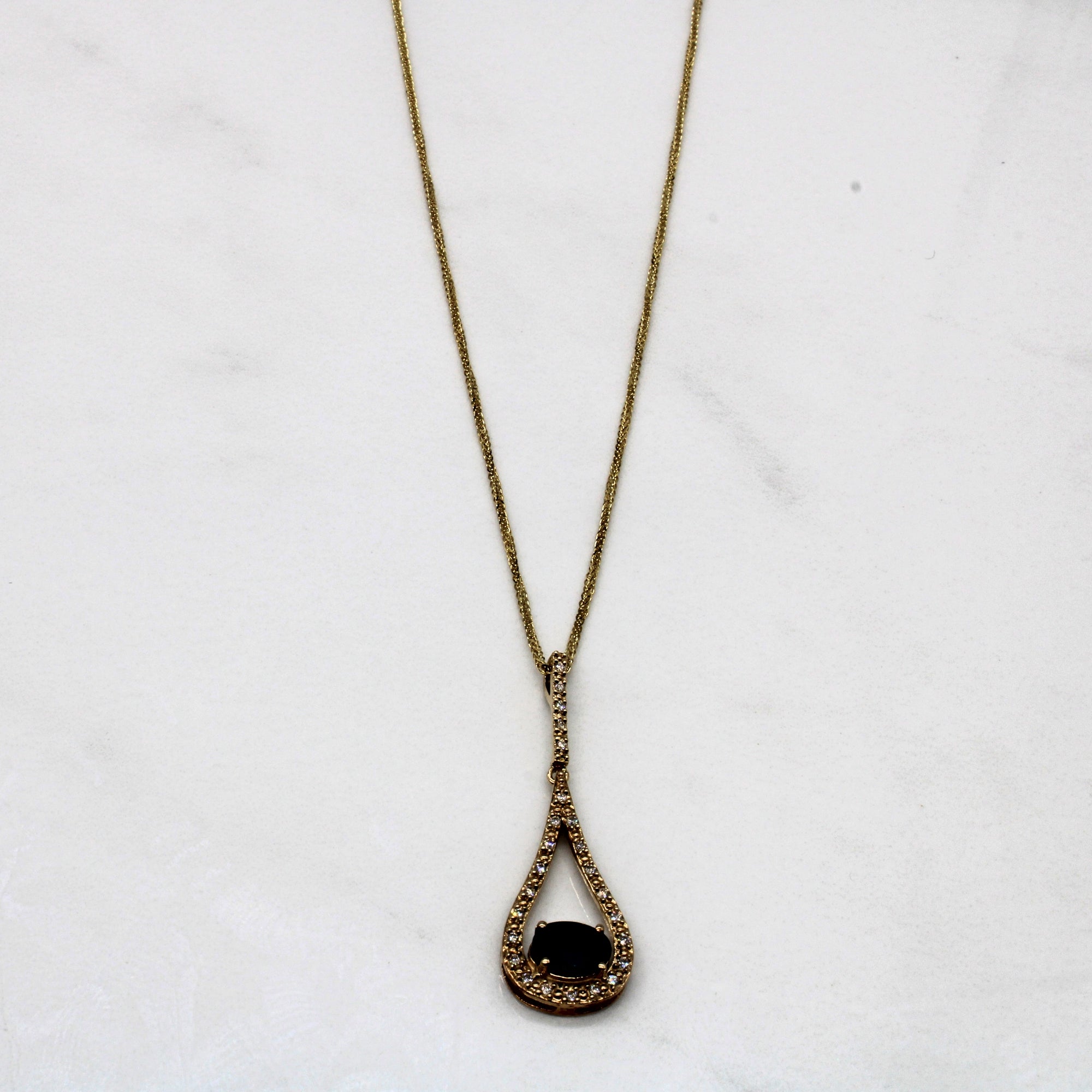 Sapphire & Diamond Necklace | 0.85ct, 0.12ctw | 17
