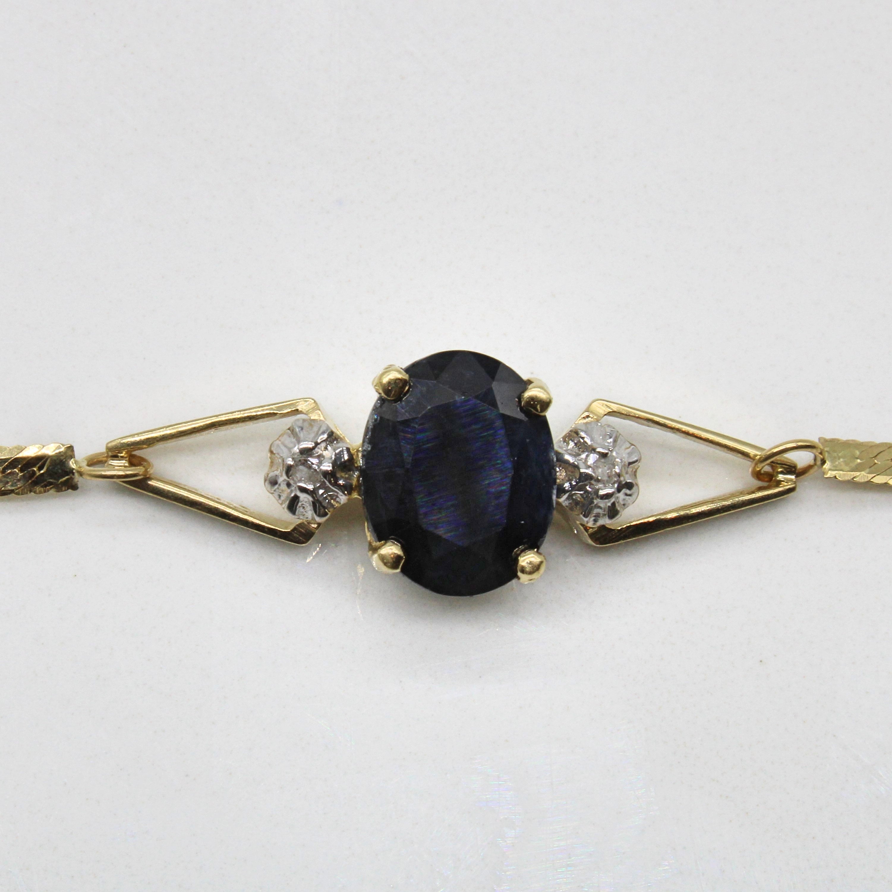 Sapphire & Diamond Herringbone Bracelet | 1.60ct, 0.02ctw | 7" |