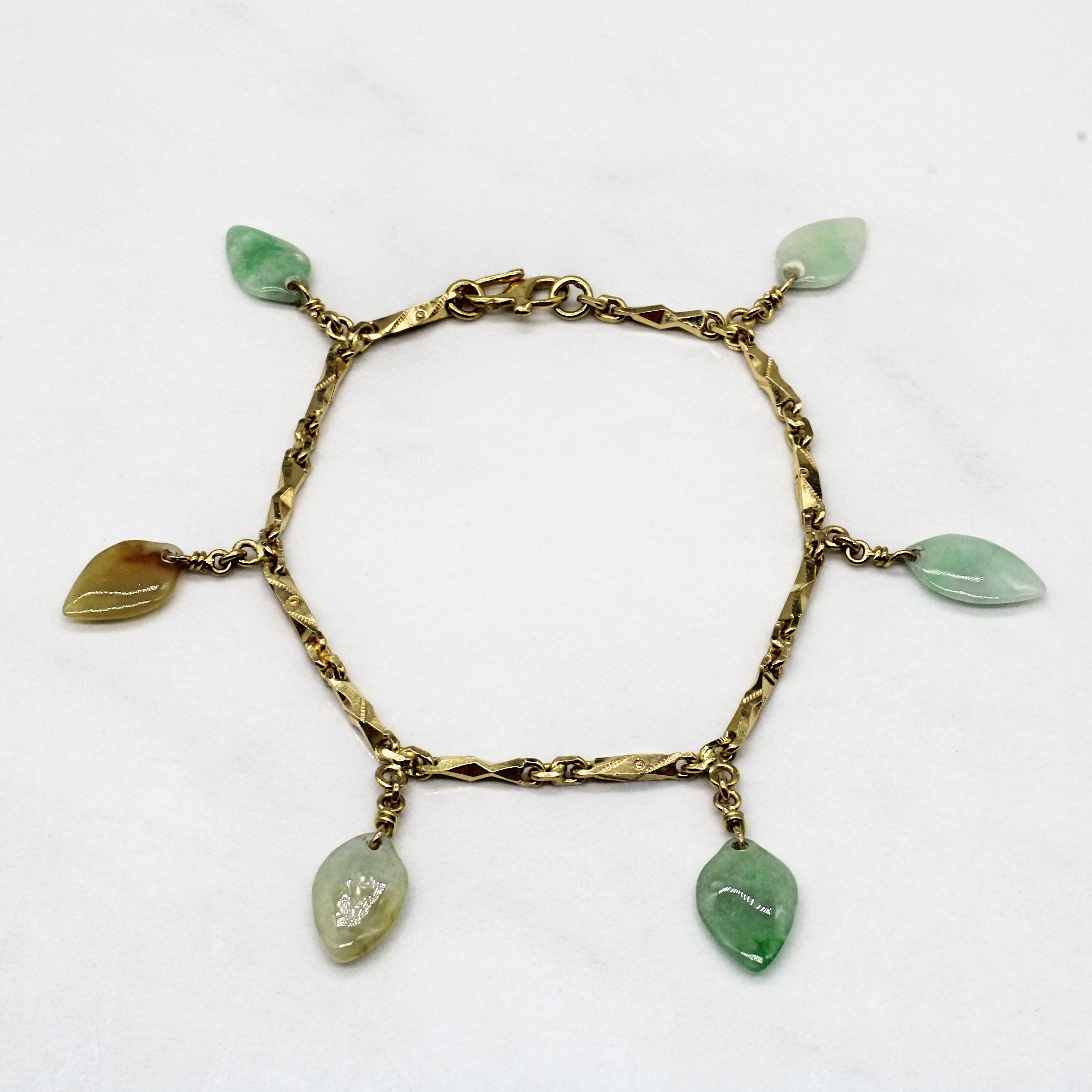 Jadeite Leaf Charm Bracelet | 3.90ctw | 6" |