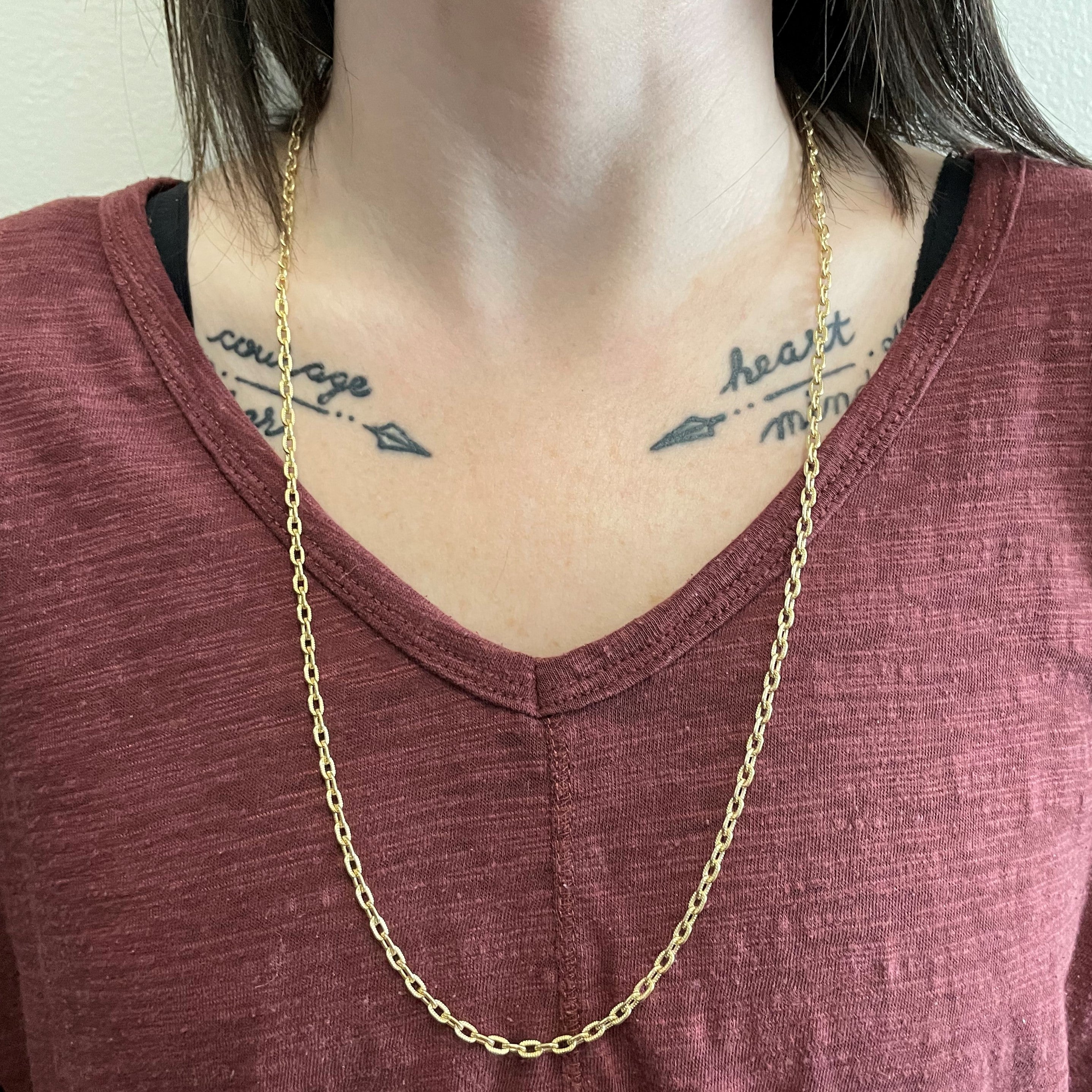 Vintage Italian 18k Yellow Gold Textured Rolo Chain | 27" |