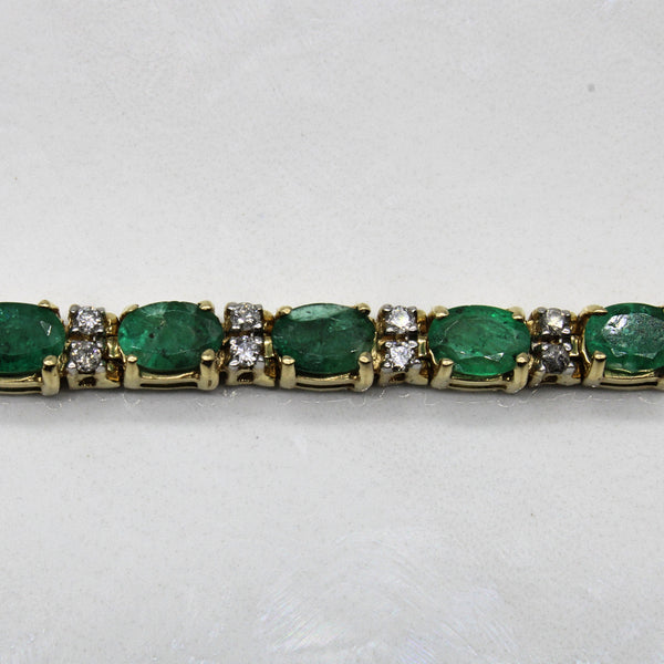 Emerald & Diamond Bracelet | 1.25ctw, 0.16ctw | 7