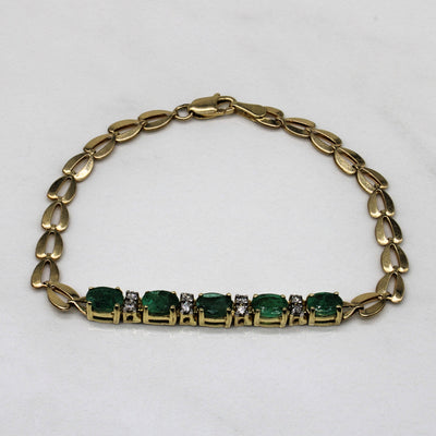 Emerald & Diamond Bracelet | 1.25ctw, 0.16ctw | 7