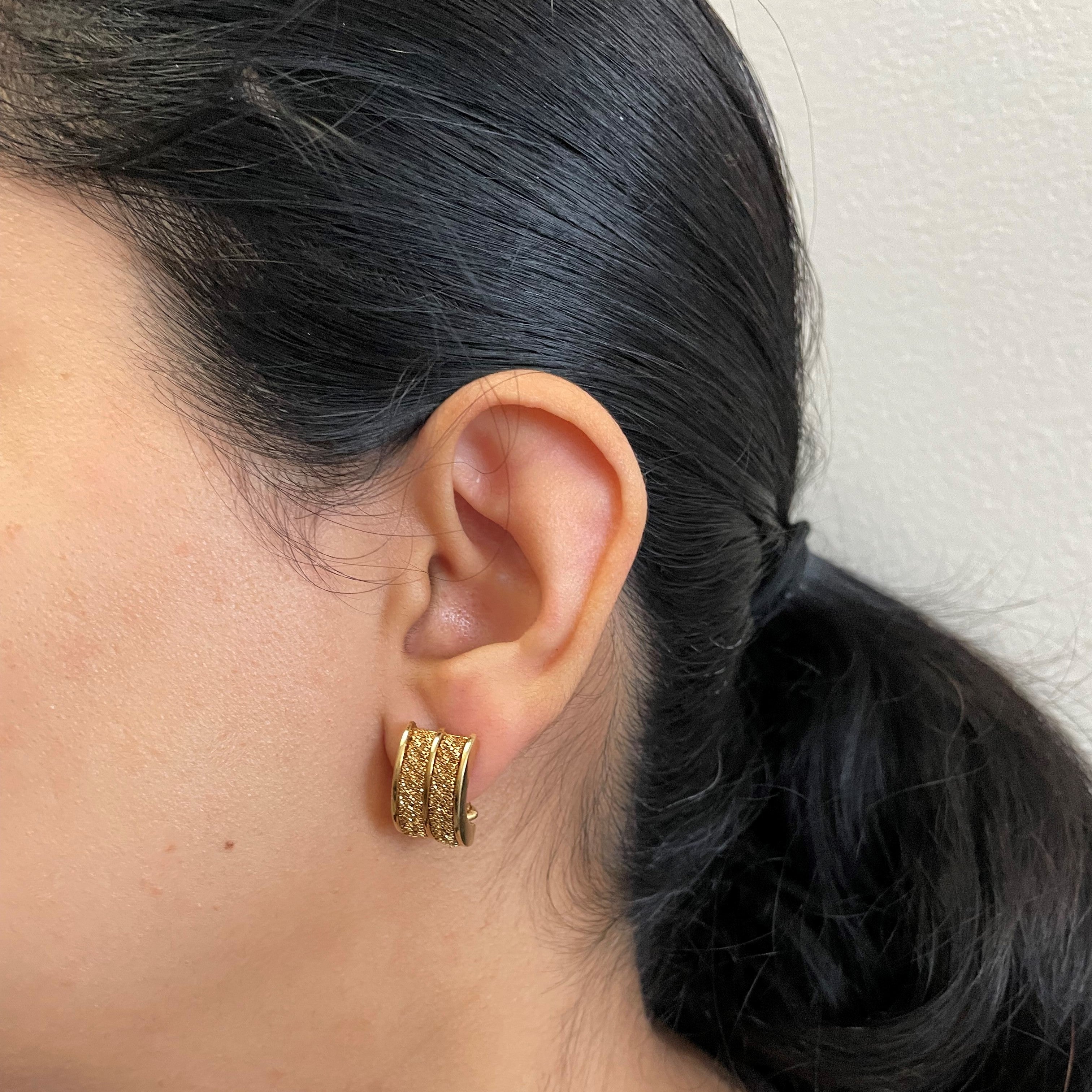 Yuri Ichihashi Designed Textured Gold Earrings |