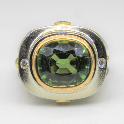Green Tourmaline & Diamond Cocktail Ring | 4.00ct, 0.22ctw | SZ 5.5 |