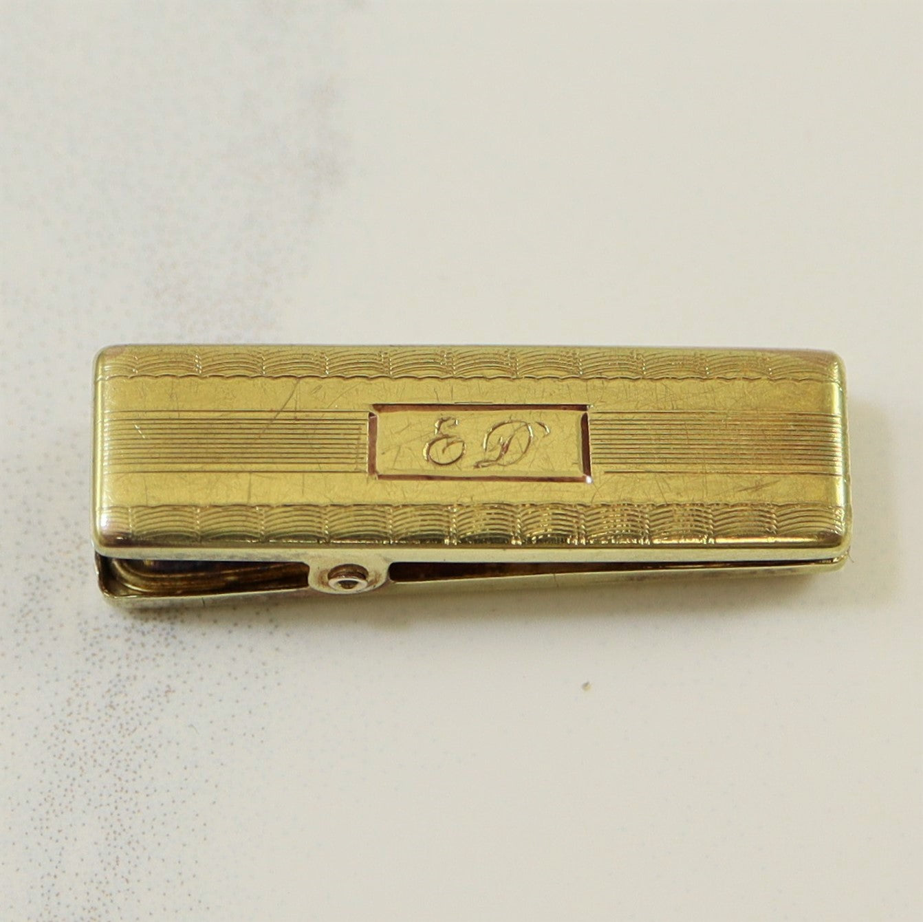 1930s Engraved Initial 'E.D.' Suspenders Clip |