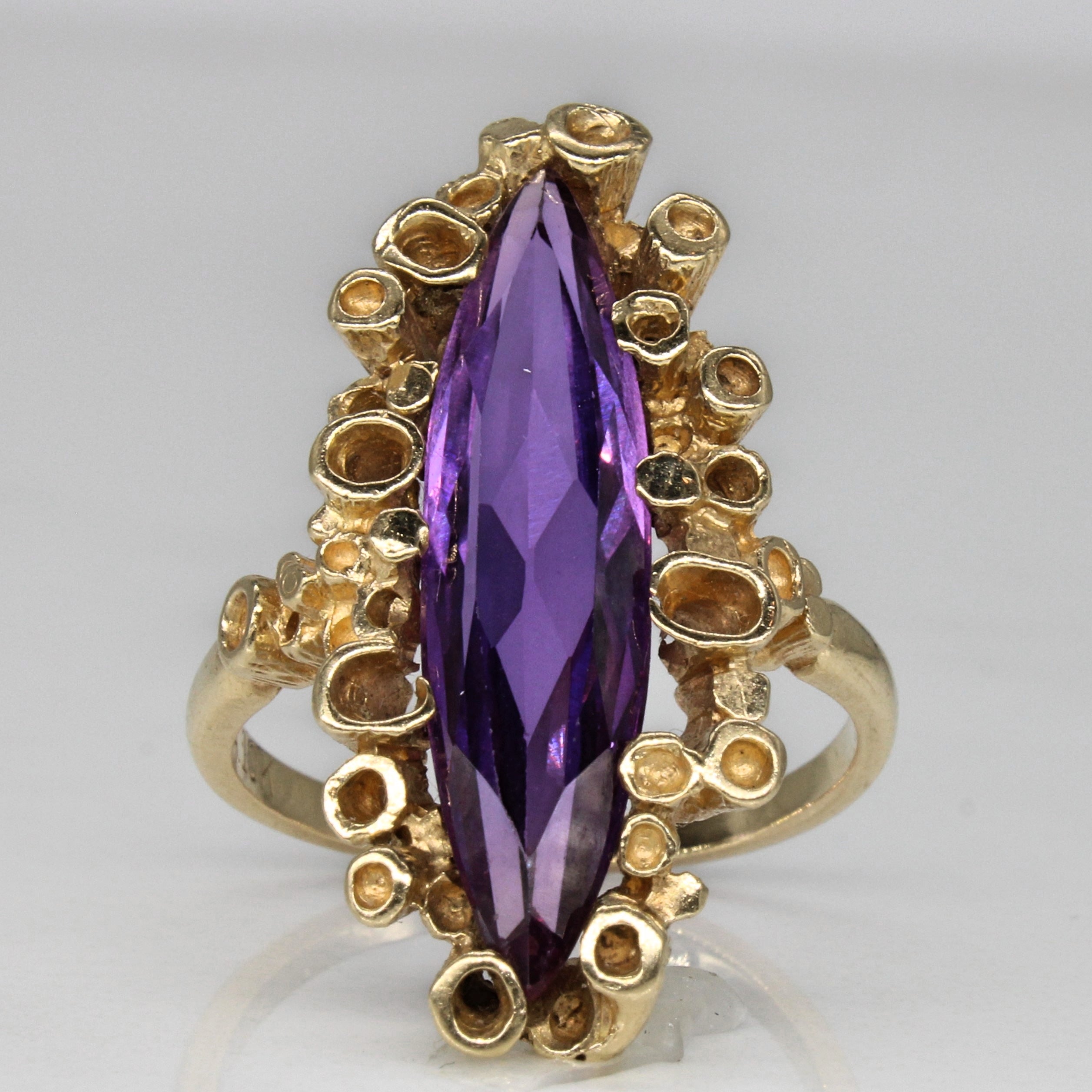 Synthetic Purple Sapphire Navette Ring | 6.50ct | SZ 8 |