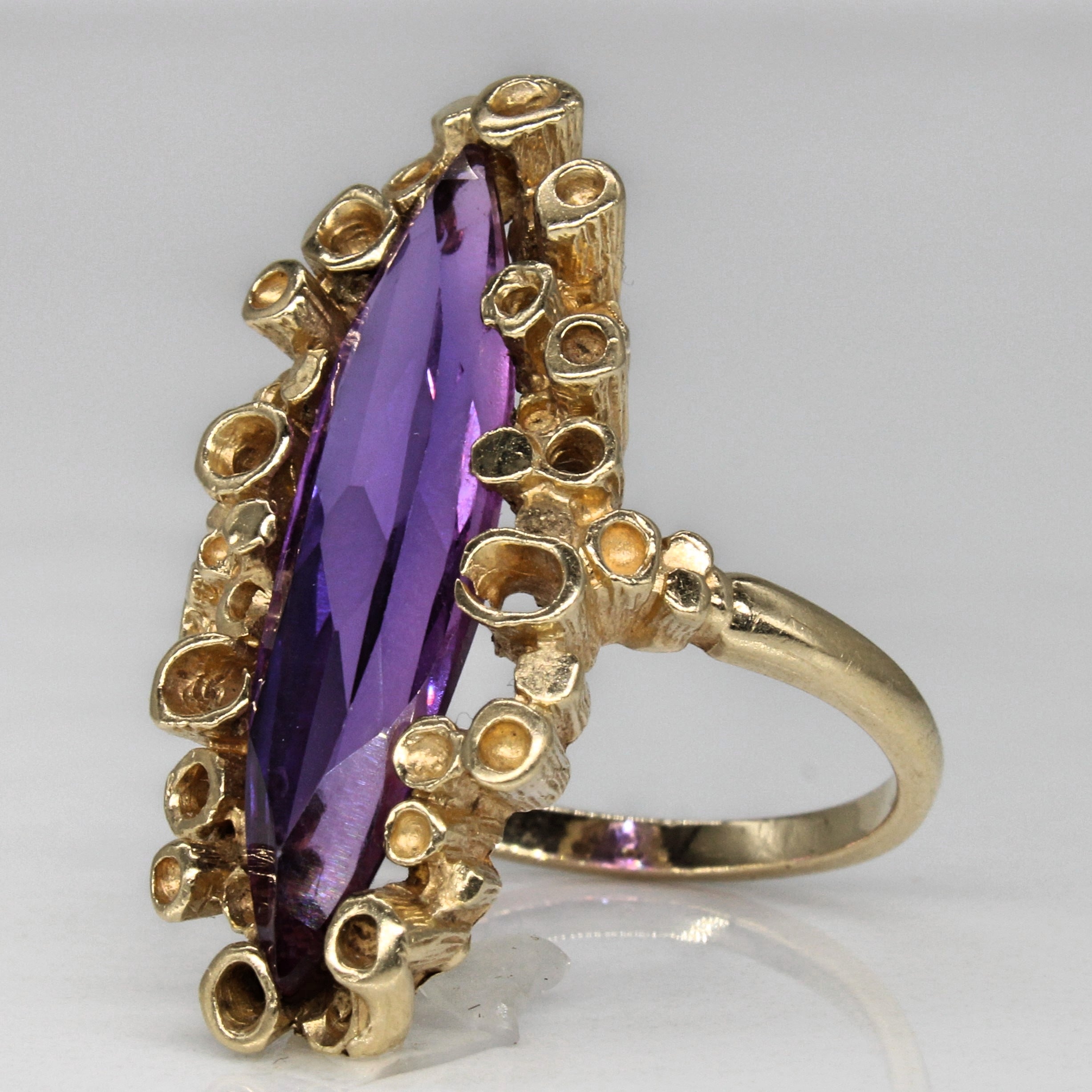 Synthetic Purple Sapphire Navette Ring | 6.50ct | SZ 8 |