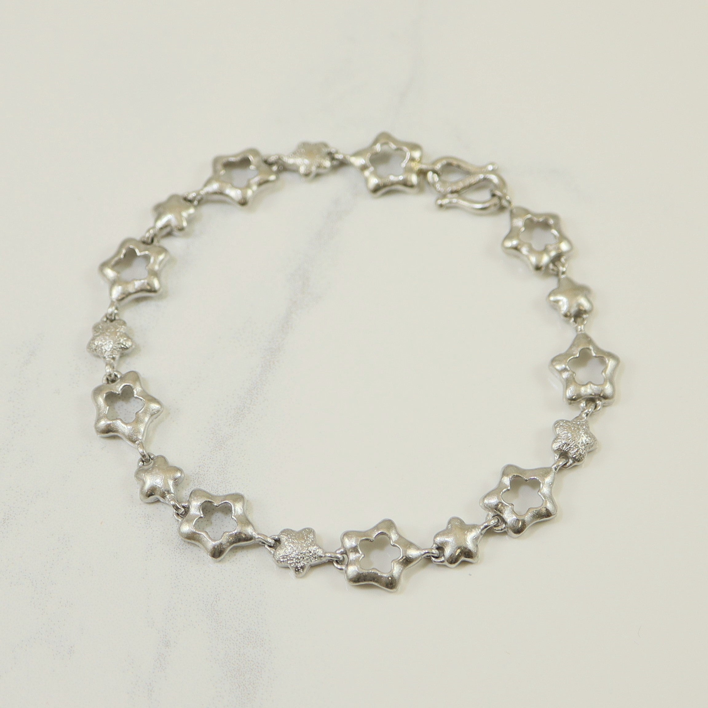 Bracelet à maillons étoile en platine | 7 pouces | 