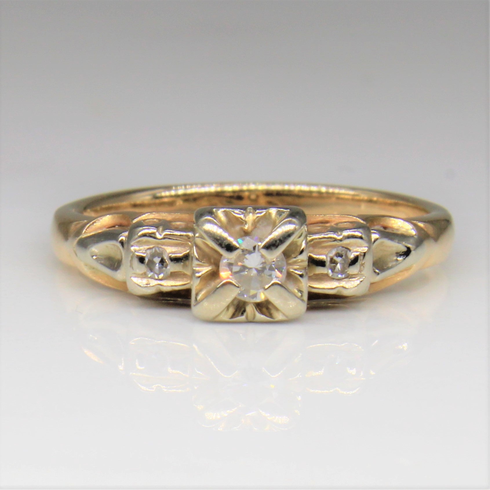 Bague en diamant style rétro | 0,10 ct | Taille 5,25 | 