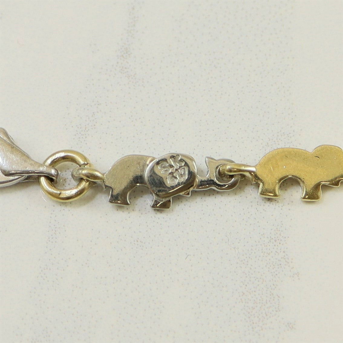 Tri Tone Gold Elephant Link Bracelet |