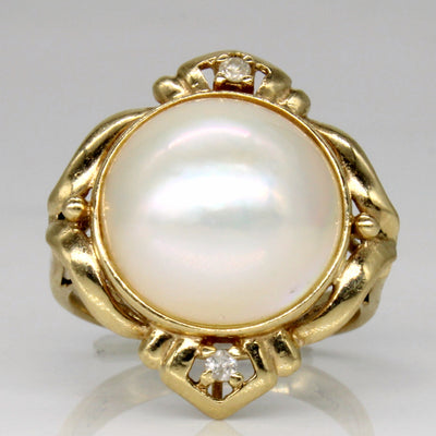 Mabé Pearl & Diamond Cocktail Ring | 0.05ctw | SZ 5.5 |
