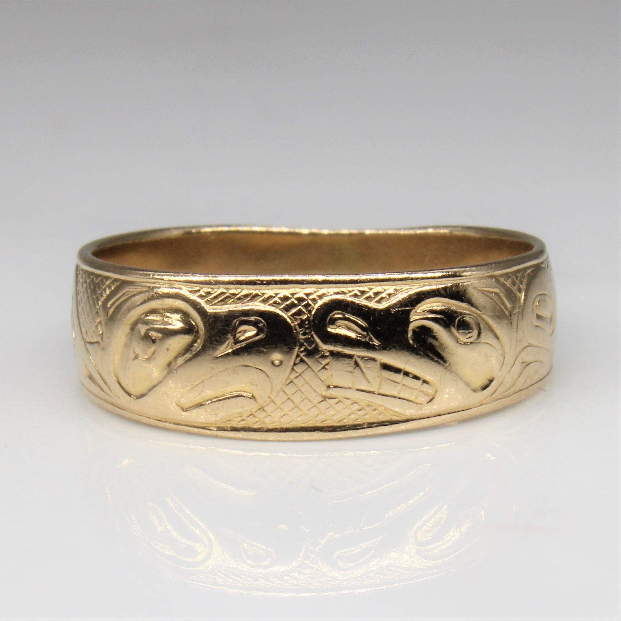 Indigenous Eagle & Wolf Art Ring | SZ 8 |