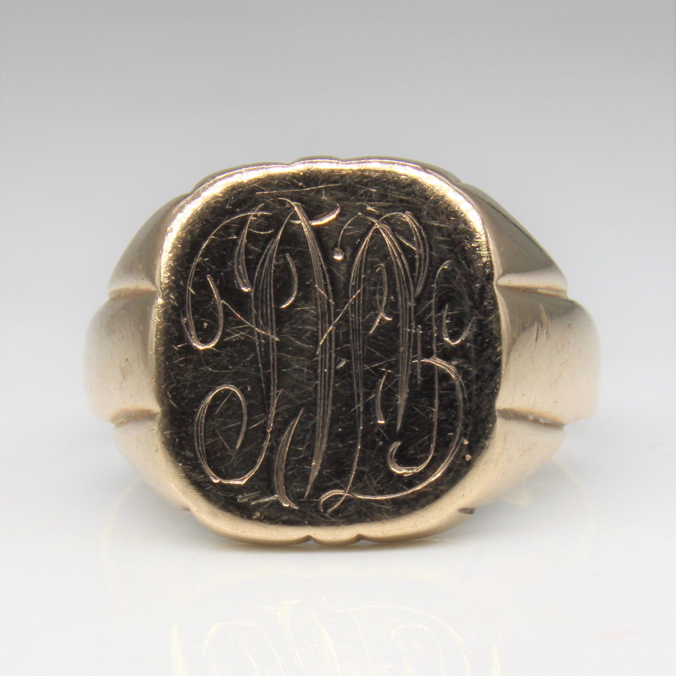 Engraved Initials 'TJB' Signet Ring | SZ 8 |