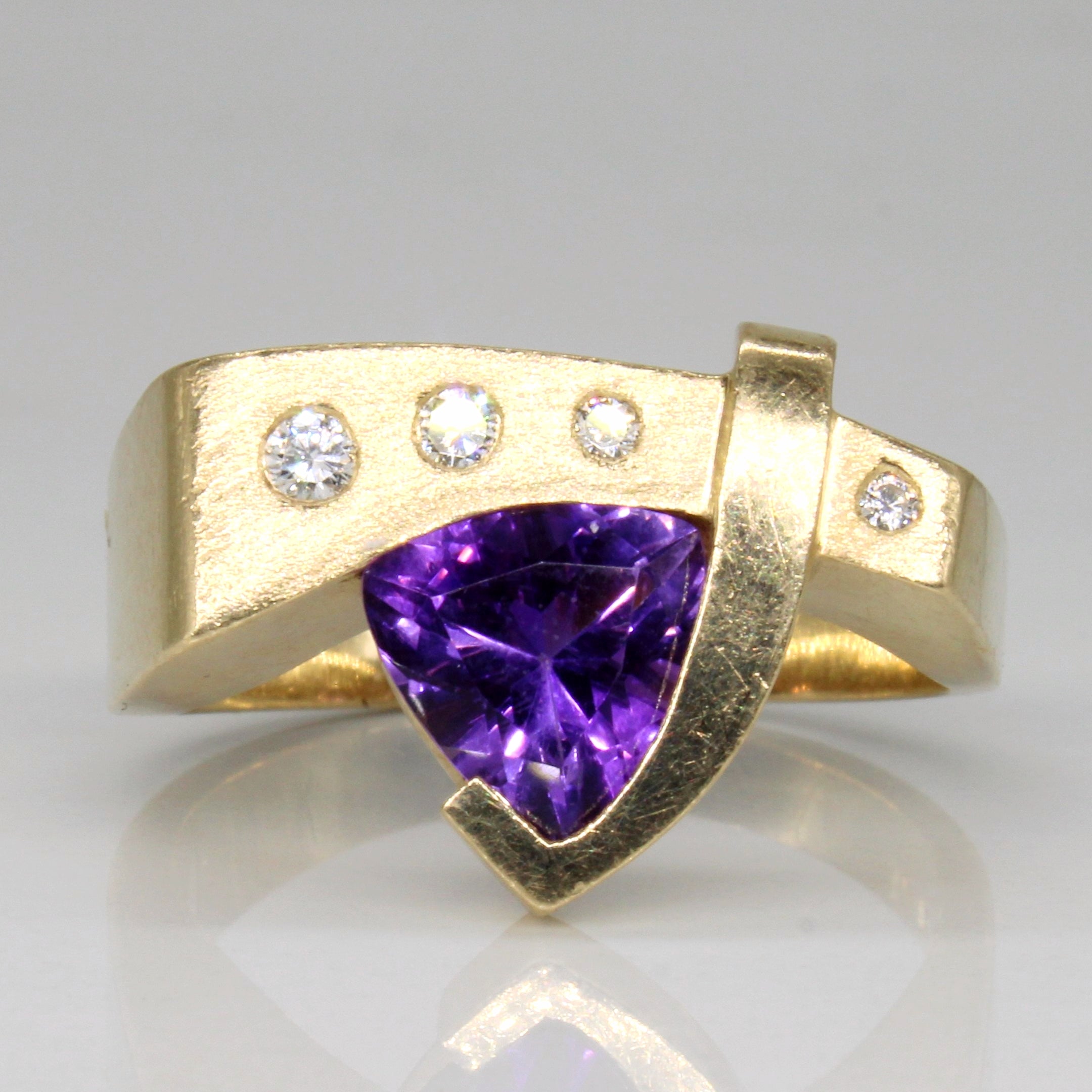 Amethyst & Diamond Abstract Ring | 1.00ct, 0.09ctw | SZ 10 |