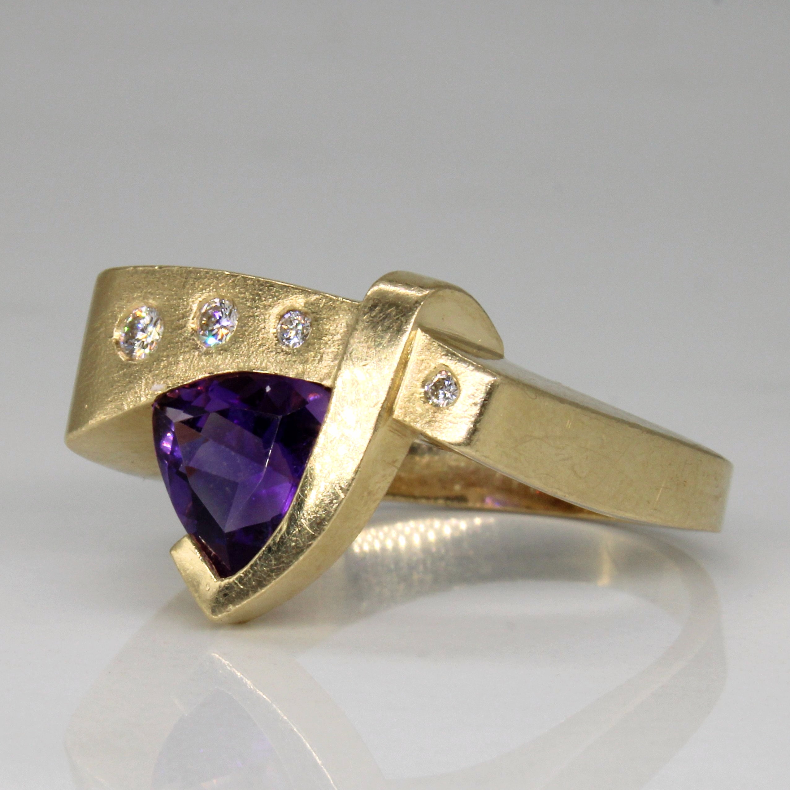 Amethyst & Diamond Abstract Ring | 1.00ct, 0.09ctw | SZ 10 |