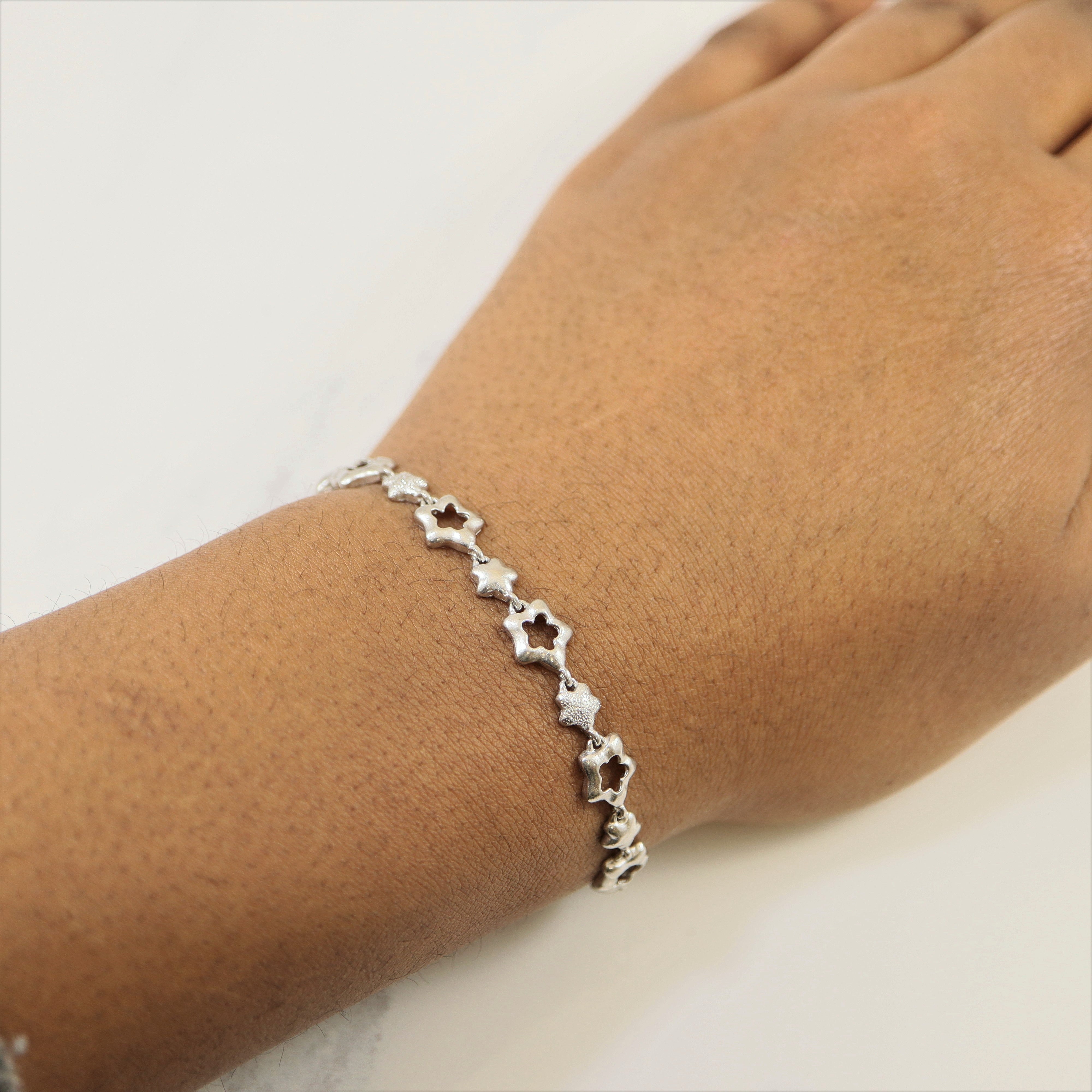 Bracelet à maillons étoile en platine | 7 pouces | 
