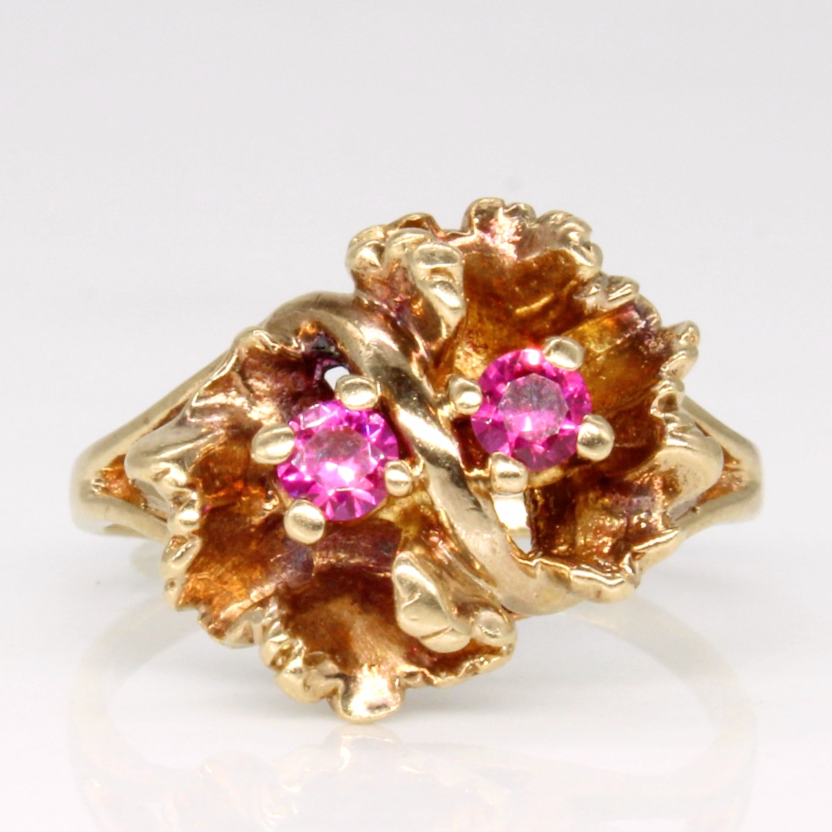 Synthetic Ruby Floral Ring | 0.22ctw | SZ 6.25 |