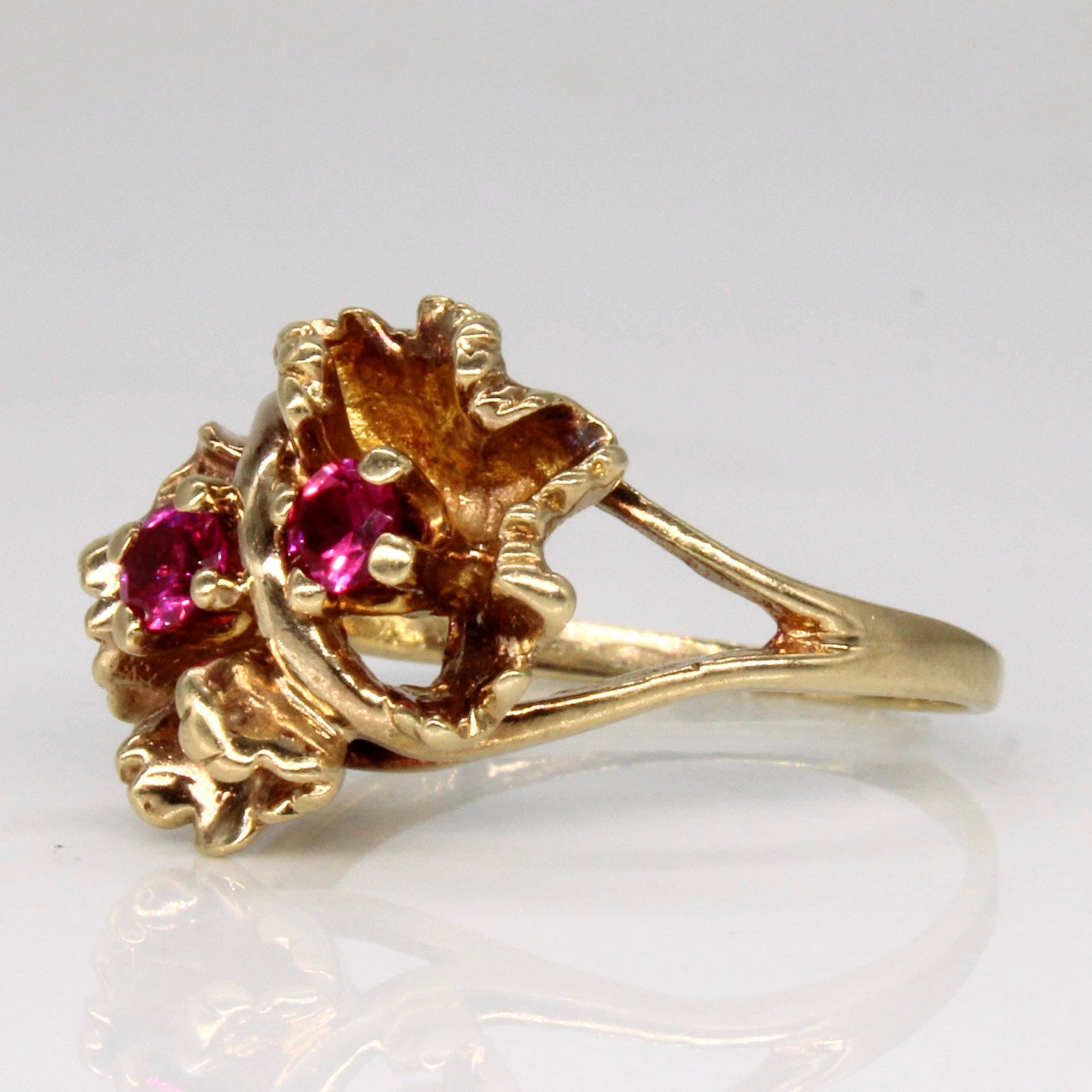 Synthetic Ruby Floral Ring | 0.22ctw | SZ 6.25 |