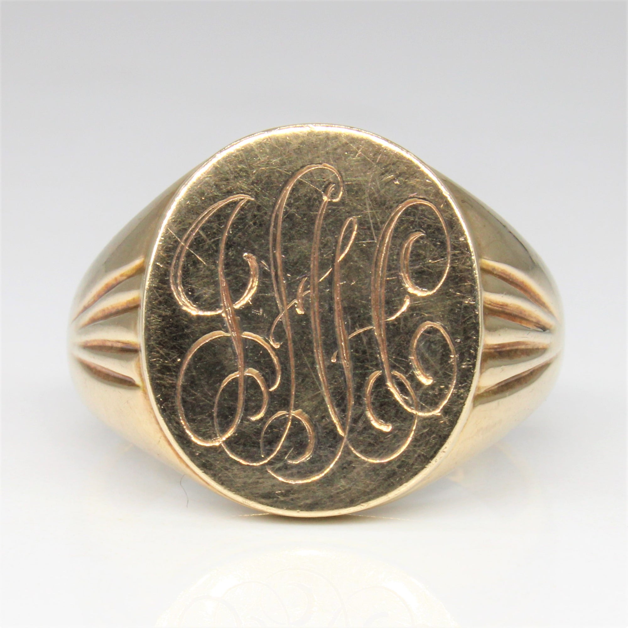 Engraved Initial 'JAH' Signet Ring | SZ 10.25 |