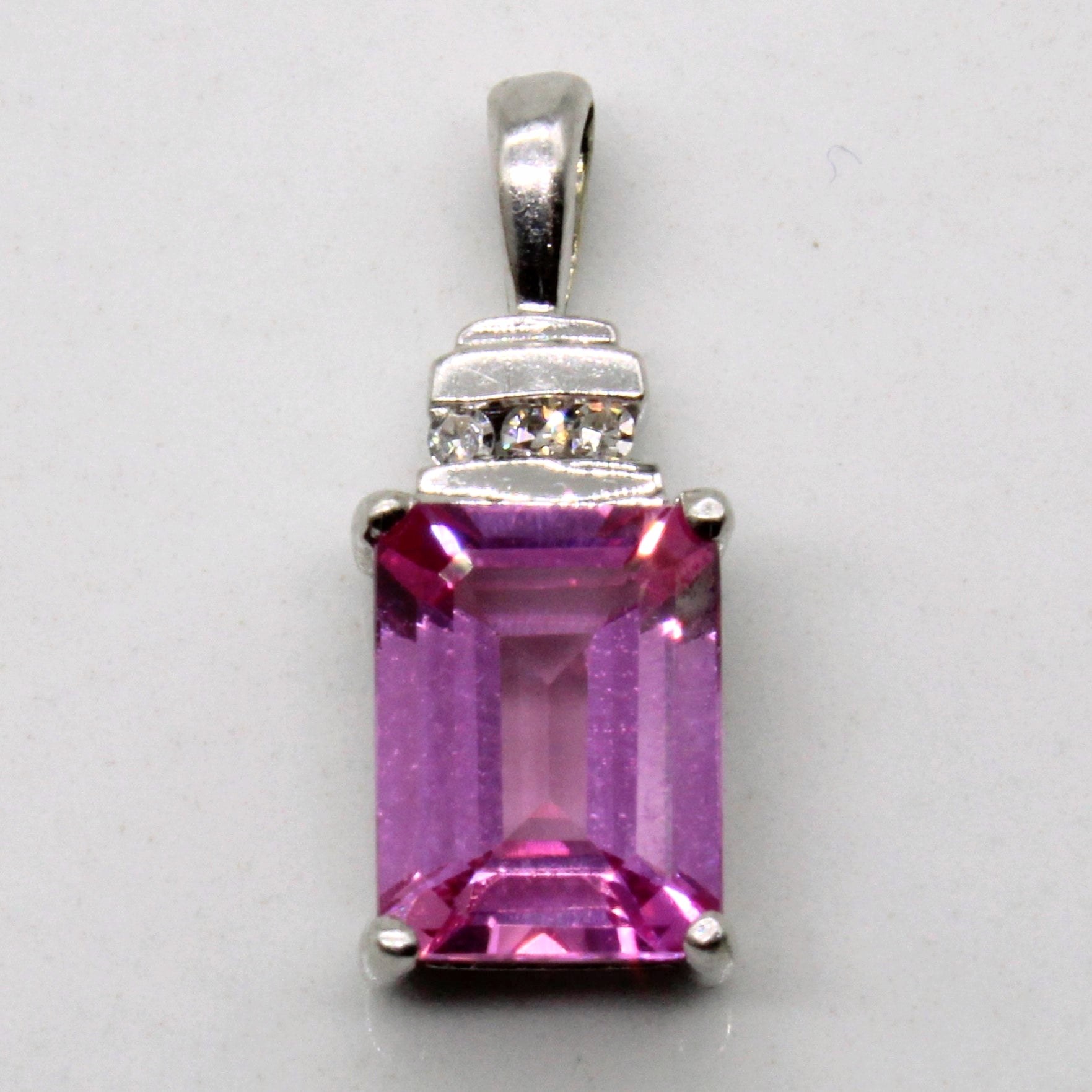 Synthetic Pink Sapphire & Diamond Pendant | 1.83ct, 0.02ctw |