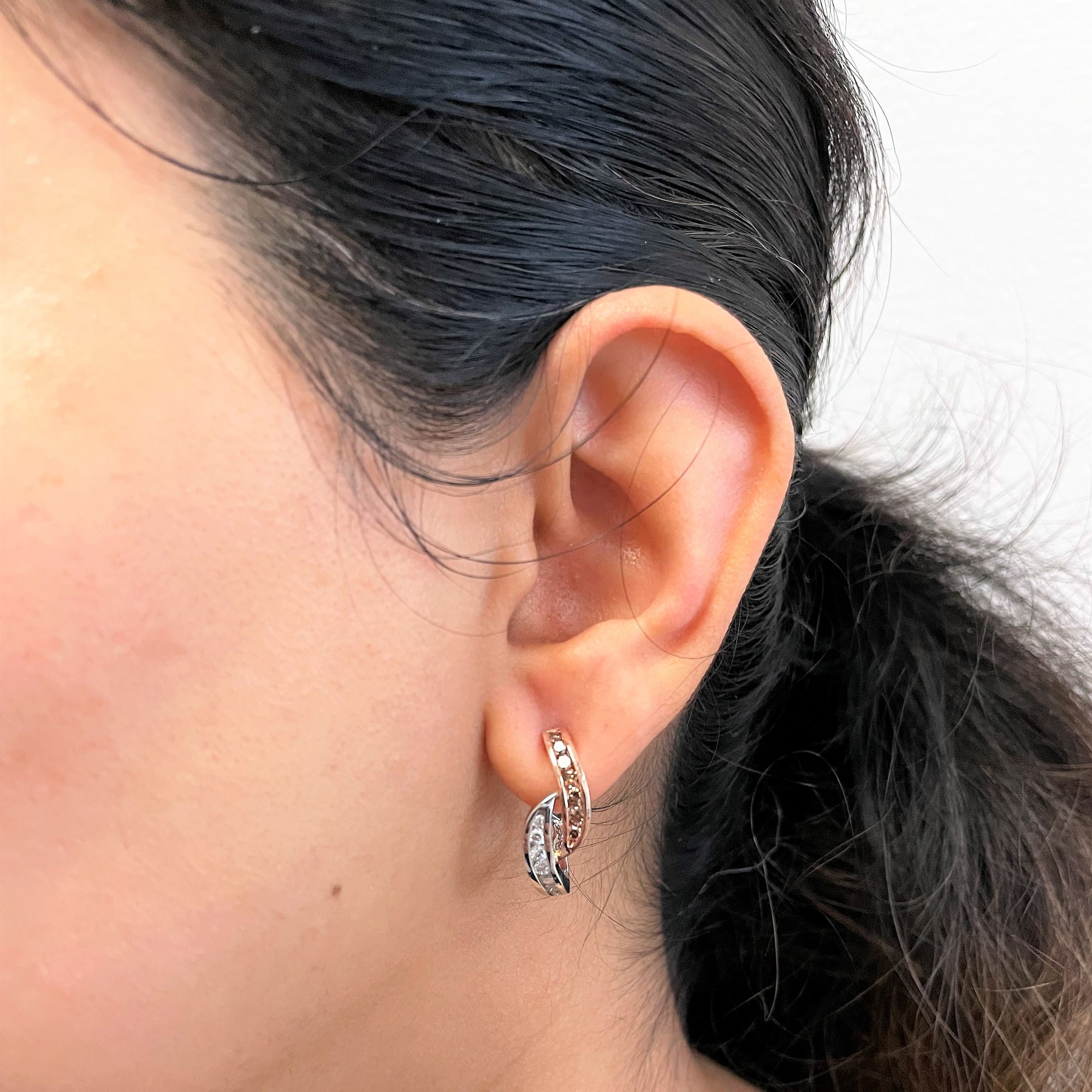 Two Tone Diamond Swirl Earrings | 0.84ctw |