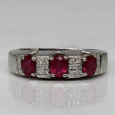 Flux Treated Ruby & Diamond Ring | 1.50ctw, 0.14ctw | SZ 10 |