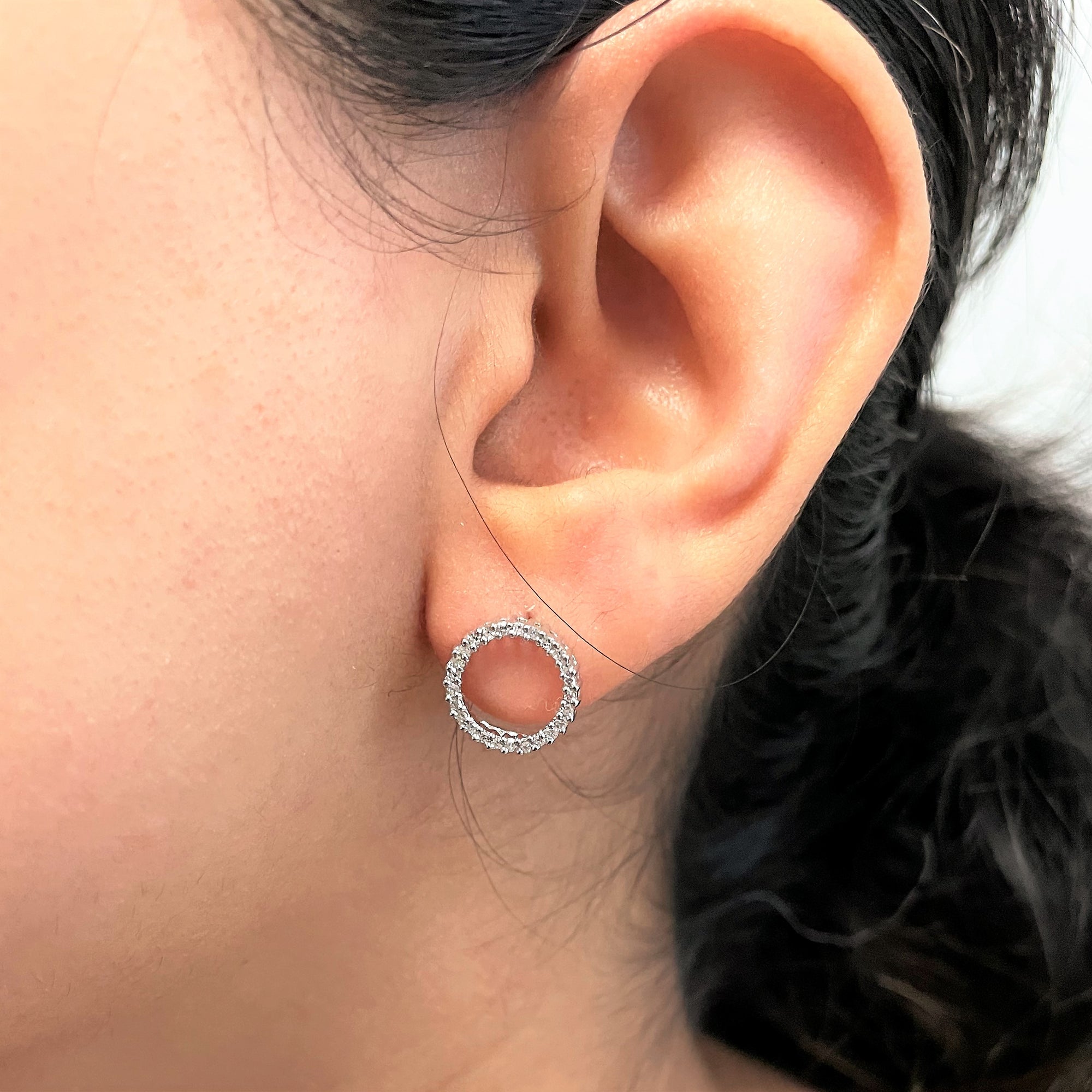Pave Diamond Circle Stud Earrings | 0.25ctw |