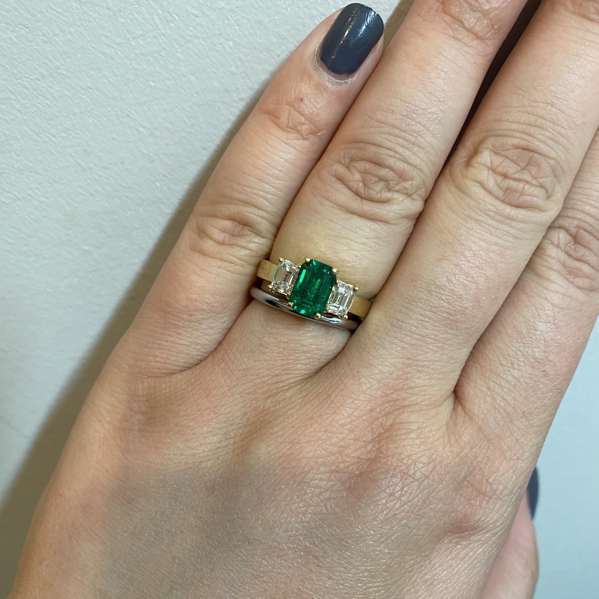Emerald & Diamond Three Stone Ring | 0.90ctw, 1.50ct | SZ 8 |