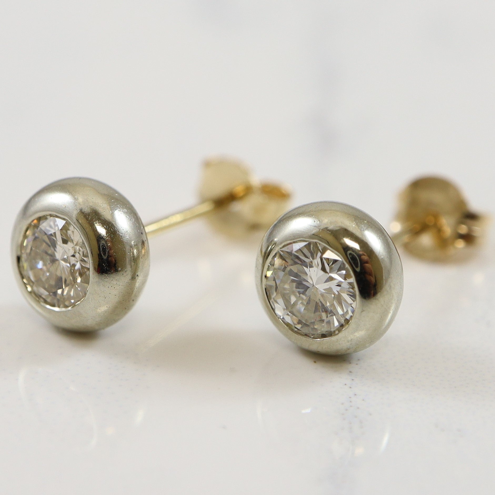 Bezel Set Diamond Stud Earrings | 0.82ctw |
