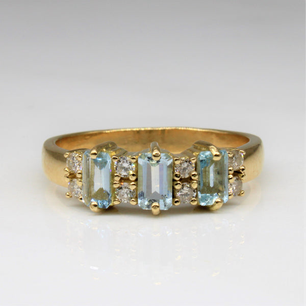Aquamarine & Diamond Ring | 0.75ctw, 0.16ctw | SZ 8 |