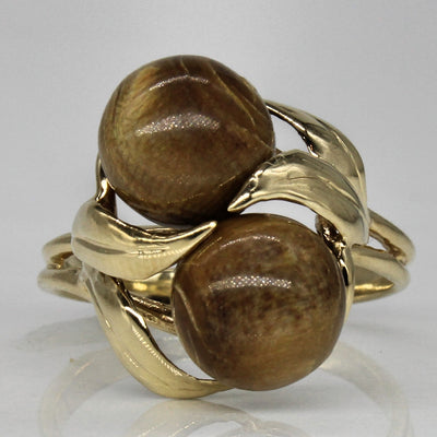 Tigers Eye Quartz Bypass Ring | 5.00ctw | SZ 6.5 |